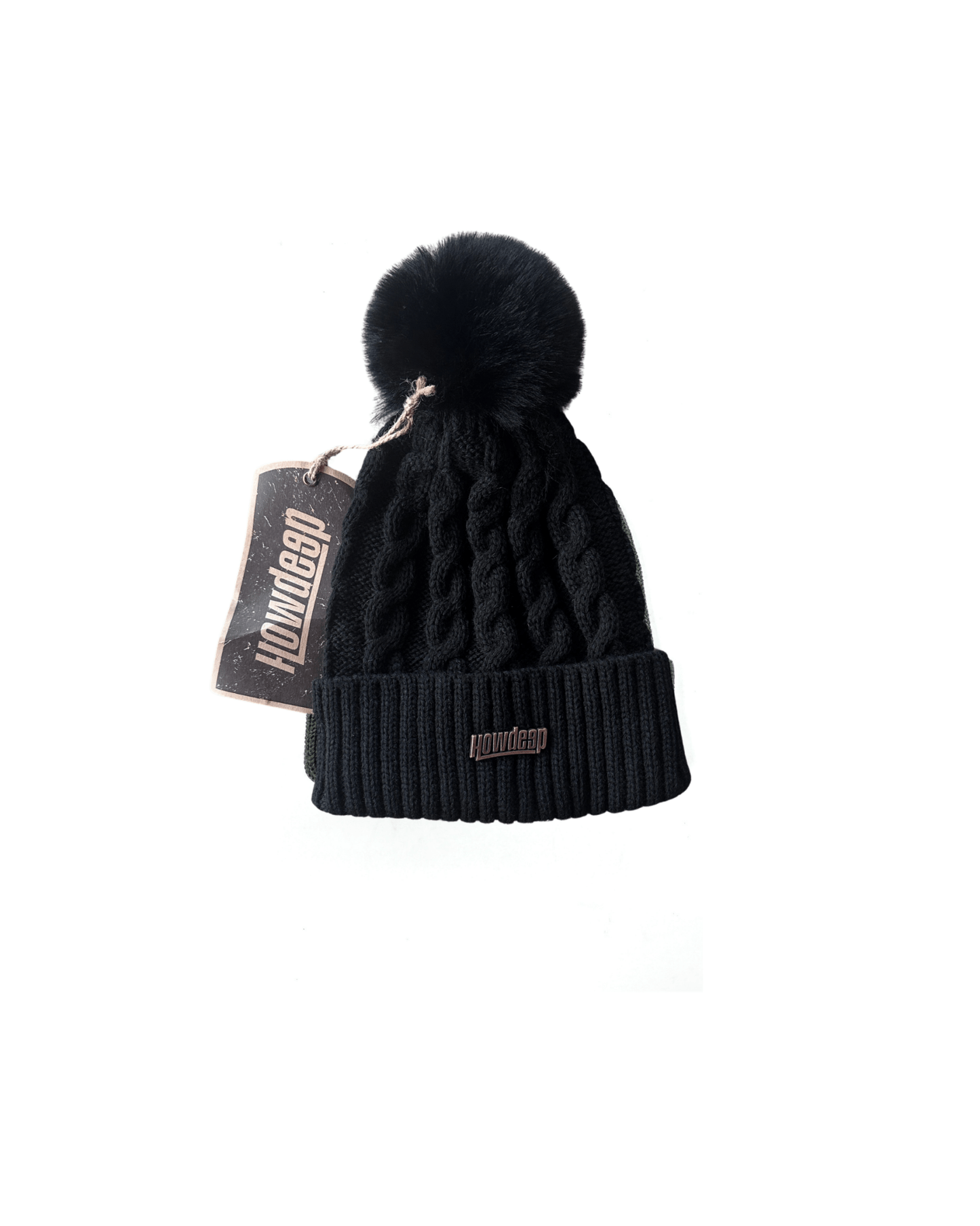 BLACK BOBBLE - Limited Premium Beanie - HOW DEEP