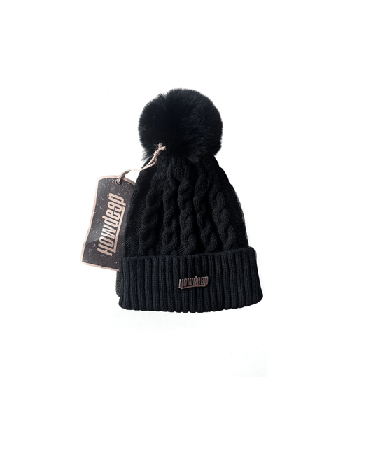 BLACK BOBBLE - Limited Premium Beanie - HOW DEEP